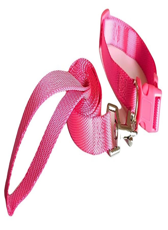 Pet Guard Small Puppy Nylon Leash with Adjustable Collar Leash Set for Cats and Dog Nylon Plain Strip Dog Leash Collar Set for Puppies 10MM (Pink) - Image 3